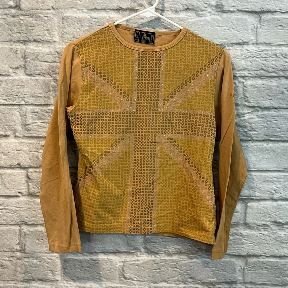 Vintage Fendi Women’s 6 Glittery Union Jacket Fitted Long Sleeve Top (AS IS) - Picture 1 of 12